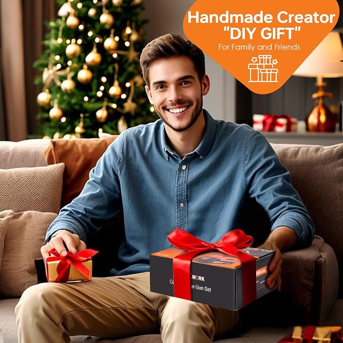 THINKWORK 20V Cordless Glue Gun - Digital Temp Adjustable Drip-Free Fast Heating Full Size Heavy Duty Hot Glue Gun with 32 Glue Sticks for Crafts DIY, Repair, Gift