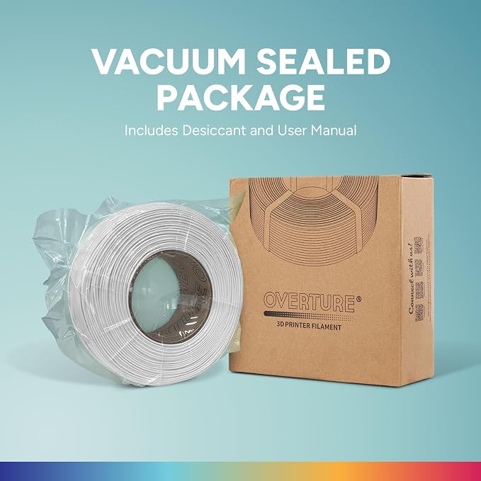 OVERTURE High Speed PLA Filament Refill 1.75mm, Rapid PLA Spoolless 3D Printing Filament, 1kg (2.2lb) Refilament for Bambu Lab, Accuracy +/- 0.02mm, Fit Most FDM Printers (White)