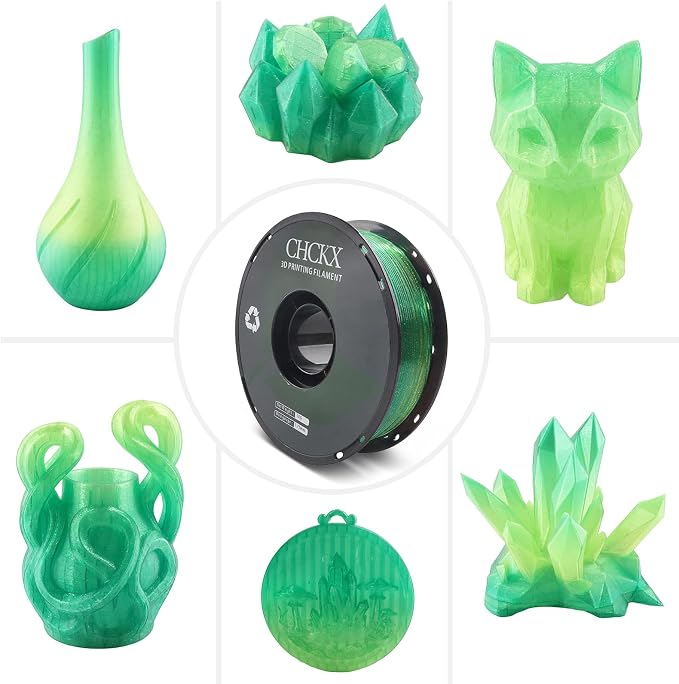 Crystal Rainbow PLA 3D Printer Filament, Dimensional Accuracy +/- 0.02 mm, 1kg (2.2lbs), 1.75 mm, Rainbow Forest
