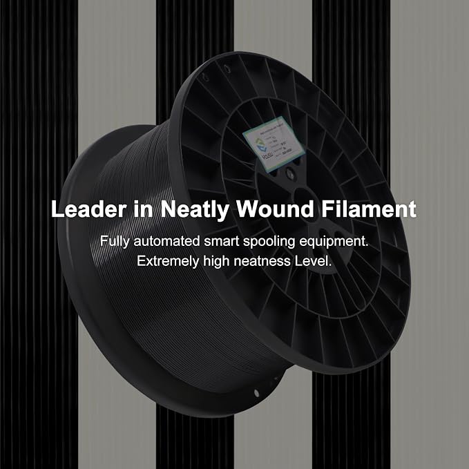 YOUSU PLA 5kg 3D Printer Filament Bundle 1.75mm, Print with Most FDM 3D Printers, 11lbs, 1 Pack 5kg Large Spool, Accuracy +/- 0.02mm, Black
