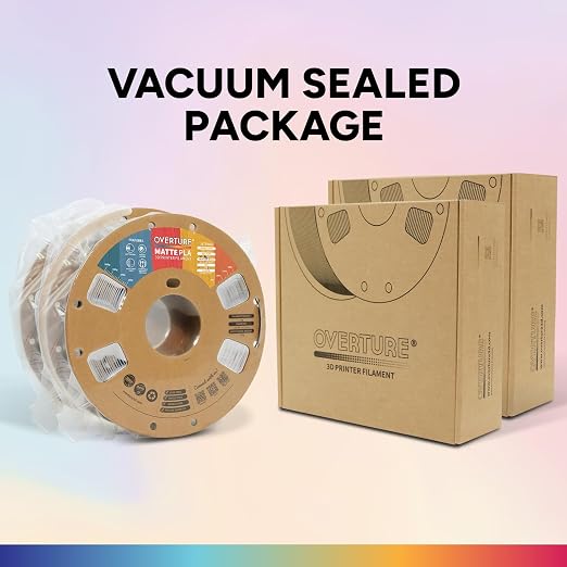 OVERTURE 2KG Bundle Matte PLA, Low Warp & Matte Surface 3D Printer Filament | Frosted Matt Finish Hides Layer Lines, 2 Pack 1kg Spool (2.2lbs) Cardboard Spool, Fit Most FDM Printer (Matte White*2)