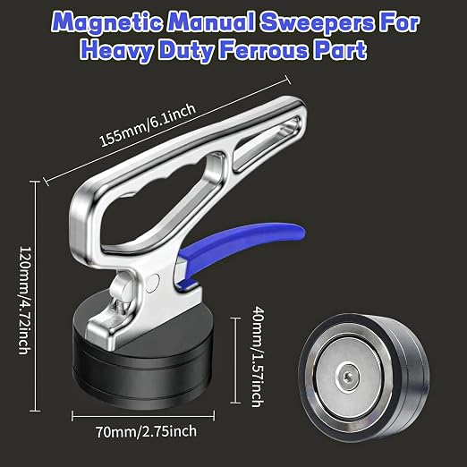Magnetic Pickup Tool, Heavy Duty Manual Lifting Magnet with Quick Release, Magnet Pickup Tool with Ergonomic Handle for Iron Plate for Iron Plate,Tool Steel,Laser Cutting