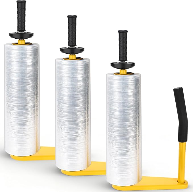 Stretch Film Dispenser Heavy Duty Industrial Stretch Wrap Handle Adjustable 14-20 Inch Pallet Wrap Dispenser Compatible with 2" & 3" Core Rolls Warehouse Packaging Tool for Shipping Moving(3 Pack)