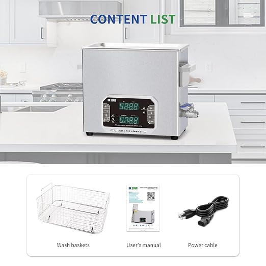 DK SONIC Professional Ultrasonic Cleaner 6L, 180W Heavy-Duty Sonic Cleaner with Timer,Heater&Touch Control, Multi-Application for Motorcycle Engines, Carburetors, Chains (Include Basket)
