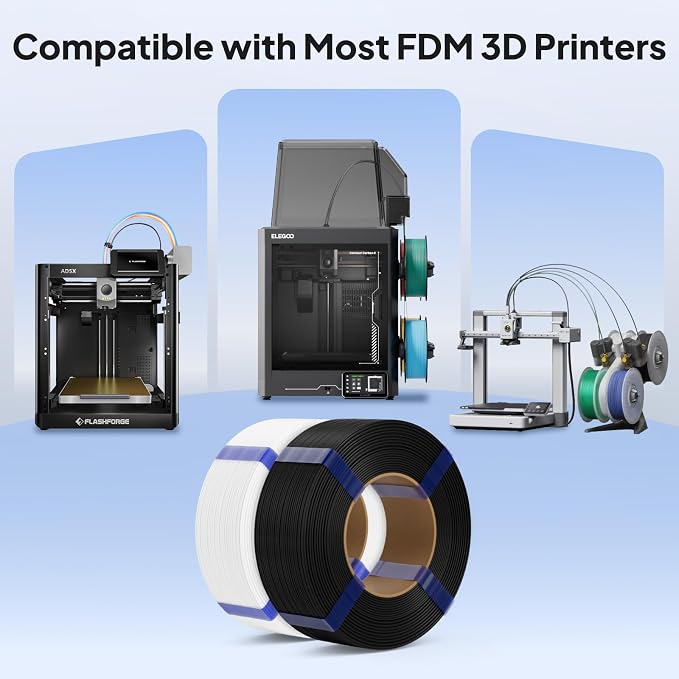 PLA Basic Refill Filament 1.75mm, No Spool 3D Printer Filament, Dimensional Accuracy +/- 0.02mm, Fits for Most FDM 3D Printers, 4KG Black/White/Red/Blue