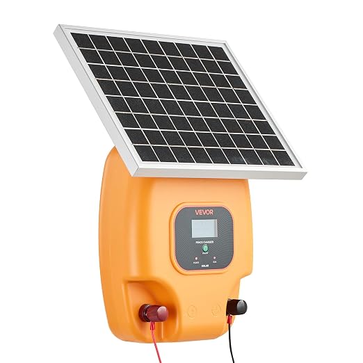VEVOR Solar Fence Charger, 0.6J 8 kV Solar Powered Fence Charger, Electric Fence Energizer Kit, Keep Out Predators, 4-5 Days Runtime, for Livestock, Poultry, Garden Protection