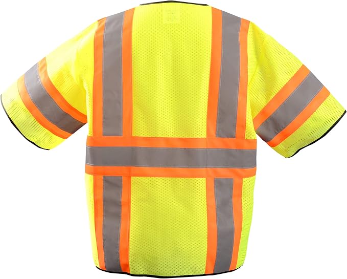 OccuNomix ANSI/ISEA 107-2020 Class 2 Type R Mesh Surveyor Vest - Reflective Safety Vest with Pockets, Dual Sizes (S/M-4X/5X)