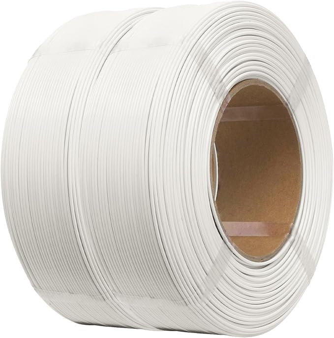 eSUN PLA+ Refilament 1.75mm, 3D Printer Refill PLA Plus, 1KG per Roll, 2 Rolls Spoolless 3D Printing Filament for 3D Printers,White
