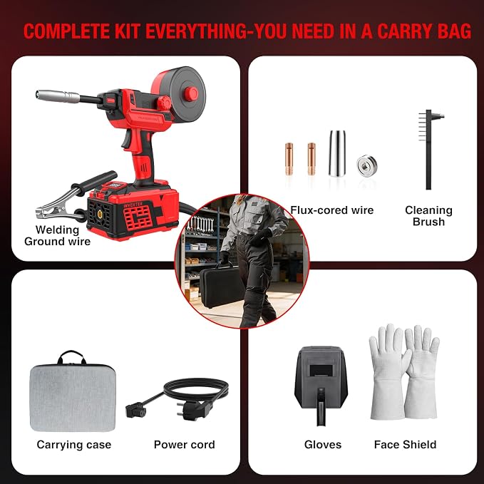 120A Handheld MIG Welder 110V, 2026 Upgraded Flux Core Wire Feed Welding Machine – Portable Gasless Inverter with 360° Swivel MIG Torch & Welding Mask for DIY Auto Repair Home Use