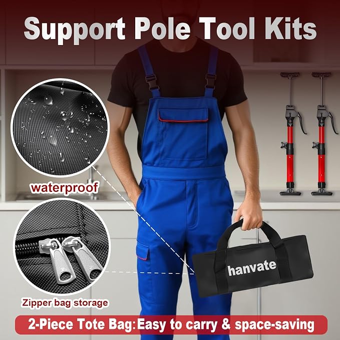 Cabinet Jacks for Installing Cabinets 2 Pack, 15.8"-23.6" Steel Telescopic Quick Support Rod, Adjustable 3rd Hand Support System with 220lbs Capacity for Cabinet Jack, Drywall Jack&Cargo Bars