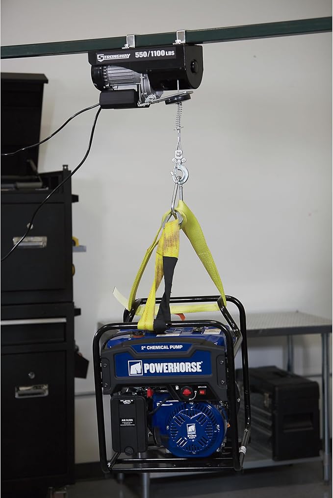 Strongway Electric Cable Hoist - 550-Lb. Single-Line Capacity/1100-Lb. Double-Line Capacity, 38ft./19ft. Lift