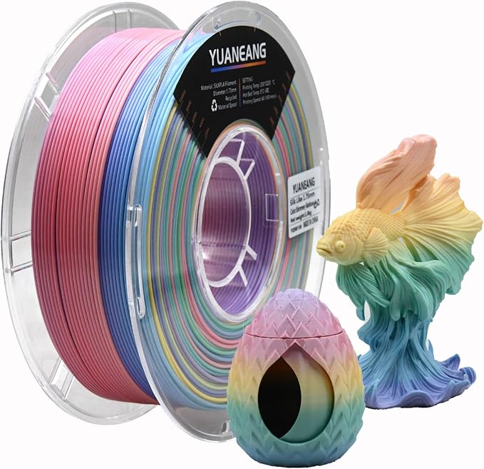 Rainbow PLA 3D Printer Filament 1.75mm, 1kg Spool, Multi-Color High-Saturation Gradient PLA, Smooth Color Transitions, ±0.03mm Precision, Easy Printing, Ideal for Artistic Models,Iridescent