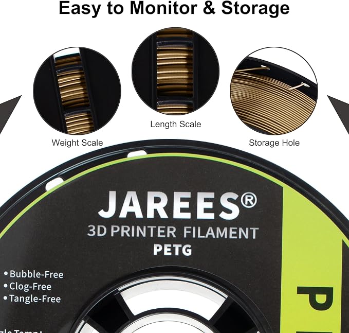 PETG Filament 1.75mm for 3D Printer, Metal-Like Consumable 1kg (2.2lbs) 1 Spool, Silk Metallic Finish PETG High Speed 3D Printer Filament, Dimensional Accuracy +/- 0.03 mm,Metallic Bronze Gold