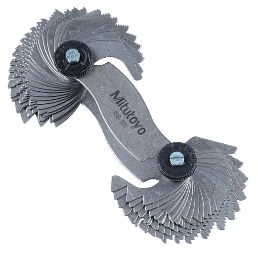 Mitutoyo 188-151, Screw Pitch Gage, 4 - 42 TPI and 0.4 - 7mm, 51 Leaves, Inch/Metric Black | 4-42 TPI, 0.4-7mm