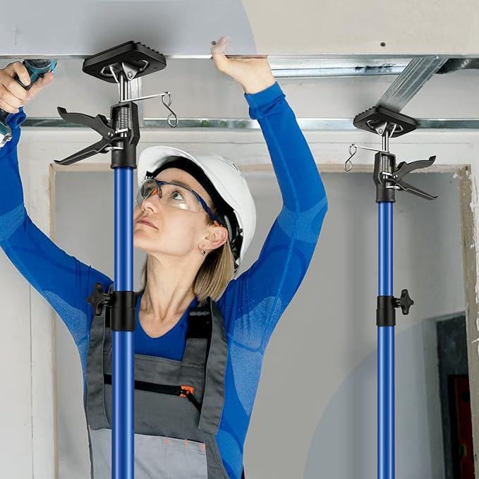 2PK Support Pole,Steel Telescopic Quick Adjustable 3rd Hand Support System, Support Rod, Supports up to 154 lbs Construction Rods for Cabinet Jacks Cargo Bars Drywalls Extends from 50 Inch to 118 Inch