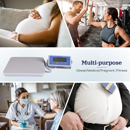Professional Physician Scale, 440 lb Capacity for Medical & Wrestling | High-Precision Sensor, Easy-Read LCD Display, Hold & Tare Functions, lb/kg Switch, Stainless Steel Base