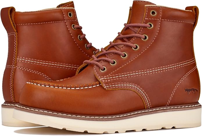 Golden Fox Work Boots 6" Men's Moc Toe Wedge Comfortable Boot for Construction