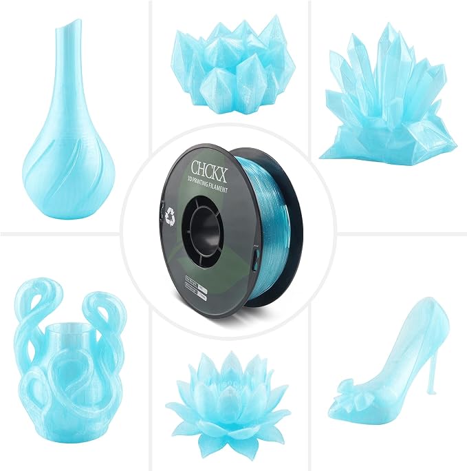 Crystal Rainbow PLA 3D Printer Filament, Dimensional Accuracy +/- 0.02 mm, 1kg (2.2lbs), 1.75 mm, Crystal Blue
