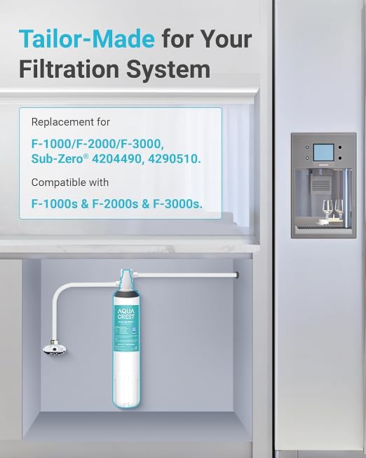 AQUA CREST F-1000 Water Filter, Replacement for InSinkErator® F-1000 Water Filter, F-2000, AquaPure AP Easy C-Complete, Reduces Chlorine, Bad Taste & Odor, NSF/ANSI 42 Certified, 3 Pack