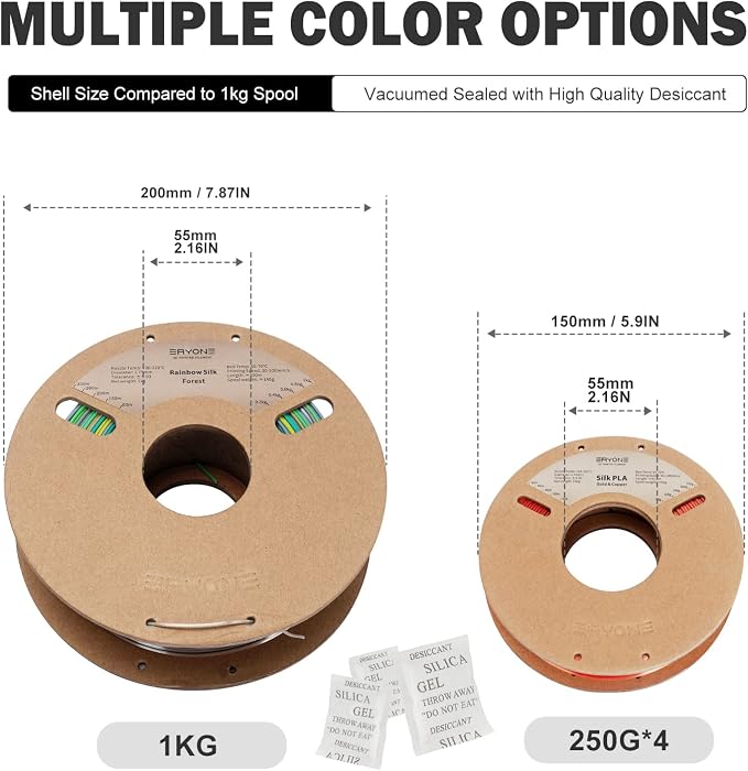 ERYONE PLA Filament 3D Printer Filament Bundle Multicolor 1.75mm +/- 0.03mm, PLA Filament 250g Spool, 4 Rolls, Silk Dual Color 2