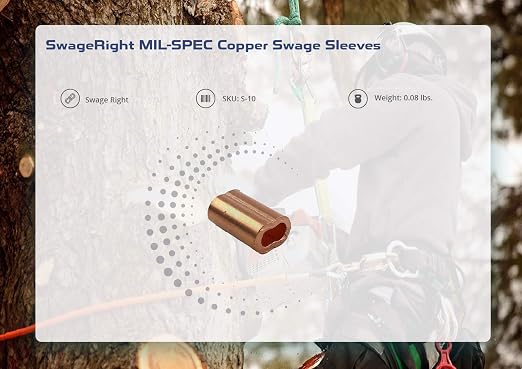 SwageRight MIL-SPEC Copper Swage Sleeves Clip & Ferrules (5/16 inch) – Oval Duplex Wire Rope Cable Crimping Loop Fittings (Pack of 5)