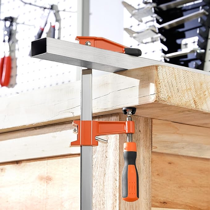 VEVOR Bar Clamps for Woodworking, 2-Pack 24 inch Opening, Lockable F-Clamp with 600 lbs Load Limit, 2-1/2 inch Depth, Cast Iron and Carbon Steel, Easy to Use, Wood Clamps for Woodworking Metal Working
