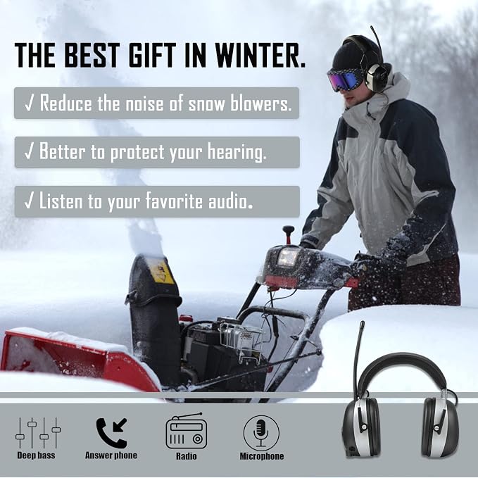 ZOHAN AM/FM Radio Headphone with Digital Display,Ear Protection Noise Reduction Earmuffs,Comfortable Hearing Protector