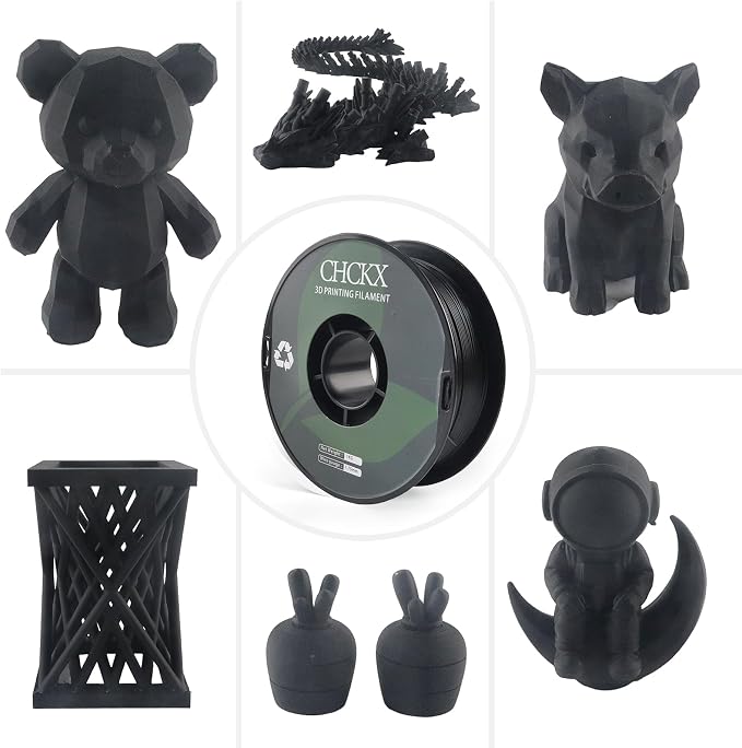 PLA 3D Printer Filament, Dimensional Accuracy +/- 0.02 mm, 1 kg Spool(2.2lbs), 1.75 mm,Black