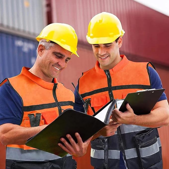 Safety Vest Two Tone for Men Women Work Vest with Pockets and Zipper Construction Workwear Vest