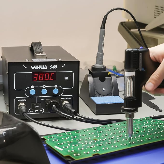 YIHUA 948 Upgraded 2 in 1 ESD Safe 80W Desoldering Station and 60W Soldering Iron- Desoldering Gun and Soldering Station °F /°C