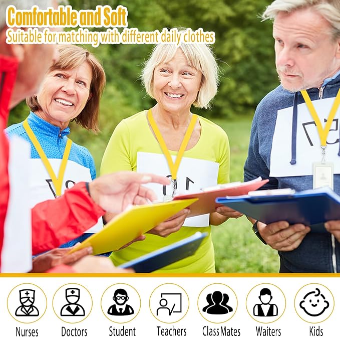 Patelai 60 Pcs Breakaway Lanyards with J Hook Bulk Flat for ID Badges Neck Badge Lanyards Card Nametag Holder Neck Straps (Yellow)