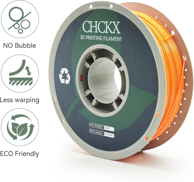 PETG 3D Printer Filament, Dimensional Accuracy +/- 0.03 mm, 1kg Spool(2.2lbs), 1.75 mm Fit for Most 3D Printers,Orange