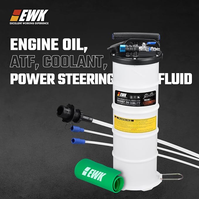 EWK Oil Change Bundle, 6.5L Pneumatic/Manual Fluid Extractor Pump + Flexible Reusable Funnel, Complete DIY & Pro Kit for Clean, Fast, Mess-Free Engine Maintenance