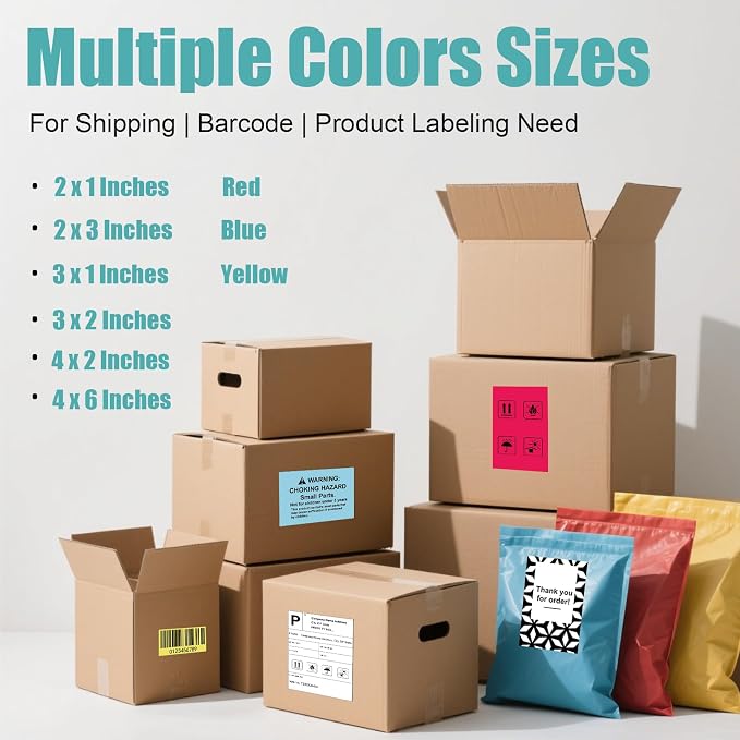 Industrial Thermal Transfer Labels 2x2 for Barcode Shipping, Ribbon Required, 3 Inch Core, 2 Rolls/Case 2750 per Roll, Perforated, Compatible with Thermal Transfer Printers