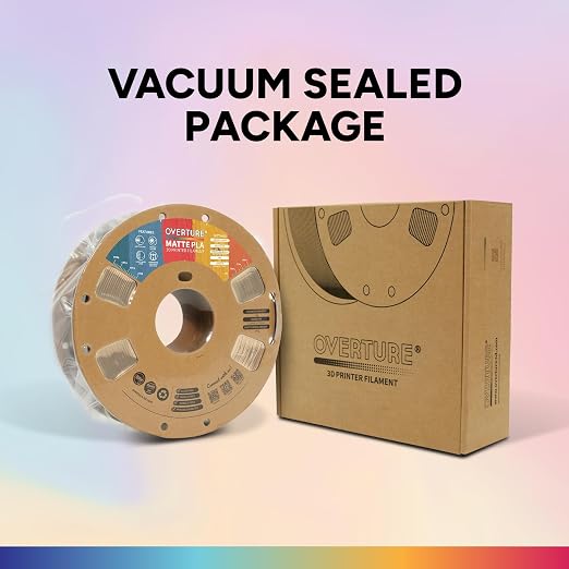 OVERTURE Matte PLA 1.75mm, Low Warp & Smooth Finish 3D Printer Filament | Frosted Matt Finish Hides Layer Lines, 1kg Spool (2.2lbs) Cardboard Spool, Fit Most FDM Printer (Matte Light Brown)