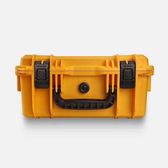 Camera Lens Storage Case 15 Inches,Heavy Duty Waterproof Camera Protective Hard Case, Camera Collection Holder Box, 9pcs Adjustable Shockproof Dividers (Yellow)