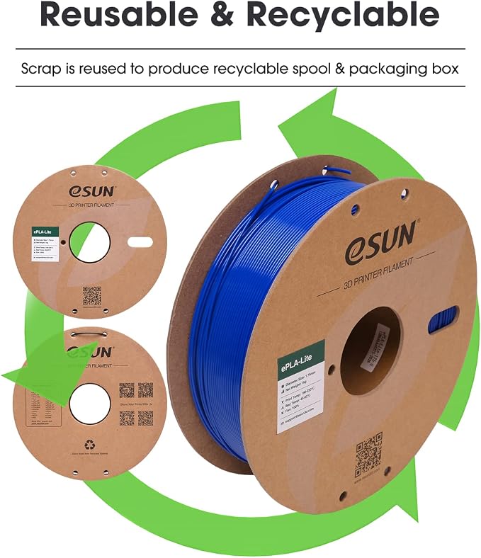eSUN PLA Filament 1.75mm, High Toughness 3D Printer Filament Upgraded PLA Filament, Dimensional Accuracy +/- 0.03mm, 1KG Cardboard Spool (2.2 LBS) 3D Printing Filament for 3D Printers, Blue