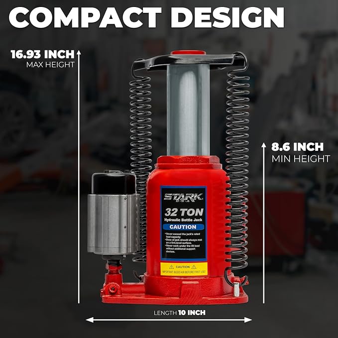 Stark USA 32-Ton Hydraulic Bottle Jack Air-Operated Bottle Jack Lift (64,000lbs) Capacity Portable Low Profile Manual Hydraulic Jack with Handle