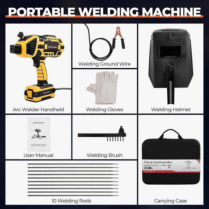 Portable Welding Machine, 110V IGBT Inverter Handheld Welding Machine with 6 Variable Current Adjustment, 20-120Amp Welding Output Handheld ARC Welder for 1/16"-1/8" Welding Rods