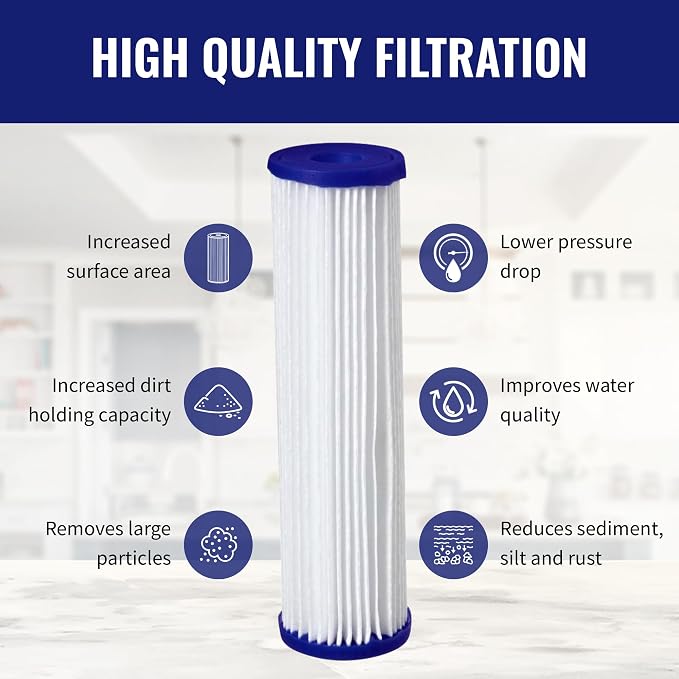 CFS – Pleated Water Filter Cartridges Compatible with FXHSC, R50-BBSA, R50-BB, WFHDC3001, W50PEHD, GXWH40L Models – Removes Bad Taste – Whole House Replacement Filter Cartridge (4 Pack + 4 O-Rings)