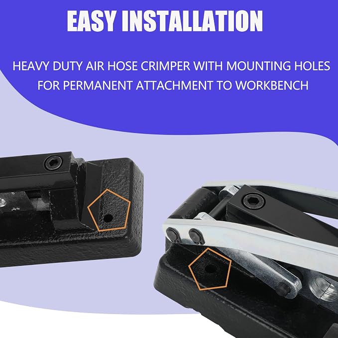 Heavy Duty Bench Hose Crimper for 1/4, 5/16, 3/8in ID Hoses, Hose Crimping Tool with 100 Ferrules Fittings (50x 0.593" ID& 50x 0.625" ID), Air Hose Repair Kit, Air Hose Crimper, Torch Hose Repair Kit