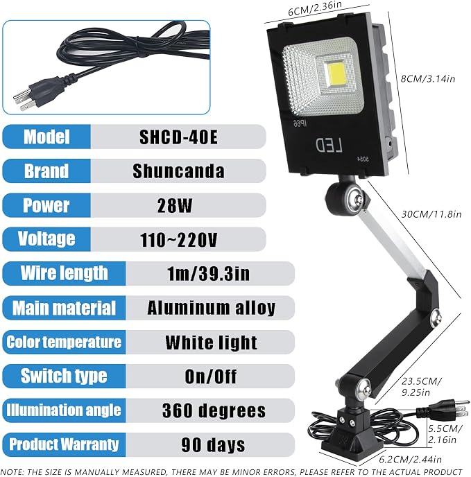 Work Light,Led Work Light, 30w Folding Aluminum Alloy ong Arm Lamp for Lathe Milling Drill Press Industrial Lighting Reading,Cool and Warm Light Available