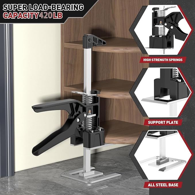 XClifes Labor Saving Arm Jack Handle 2 Pack, Construction Jack, Wall Tile Locator, Multi Function Height Adjustment Lifting Device, Door Panel Lifting Cabinet, Raised 9.8 in, Pair Dynamic Load 420 LB