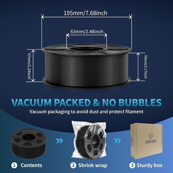 PETG 3D Printer Filament, Stronger PETG Filament 1.75mm, High Toughness, Compatible with Bambu Lab & Most FDM 3D Printers, 1kg Spool (Black)