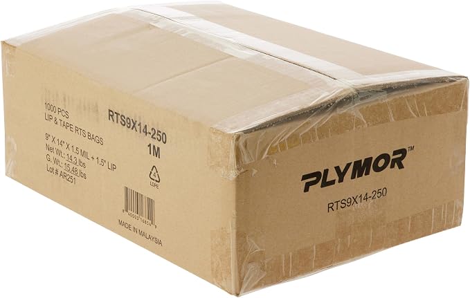 Plymor Ready to Ship 1.5 Mil Wicketed Poly Bags with Permanent Adhesive Strip and Suffocation Warning, 9" x 14" (Case of 1000)