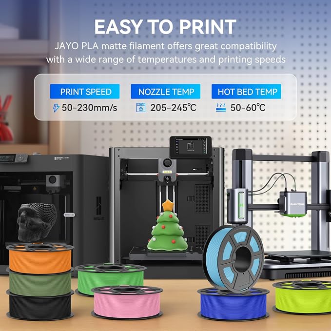 JAYO Matte PLA 3D Printer Filament 1.75mm Pink, Matte Surface Conceals Layer Lines Filament, 1.1kg (2.42 lbs) Spool, Accuracy +/- 0.02 mm, Fit Most FDM Printers