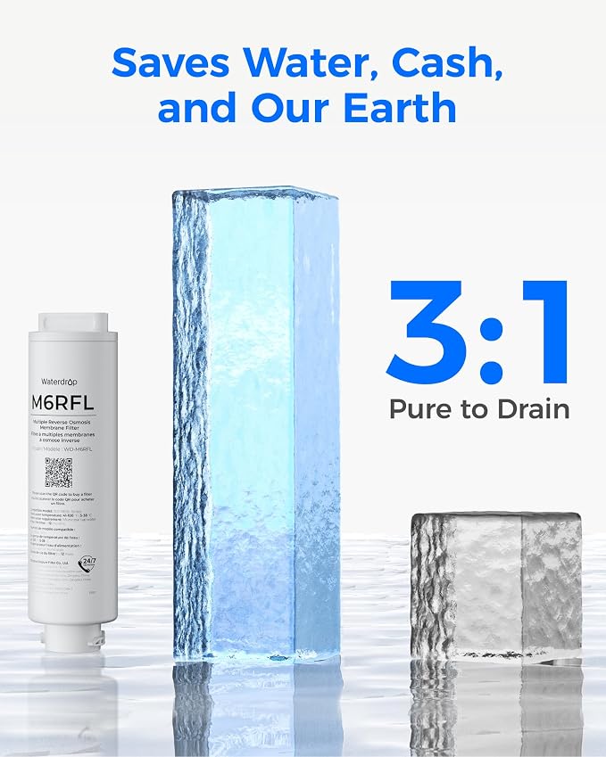 Waterdrop M6RFL RO Water Filter, Replacement for Waterdrop M6SL Countertop Reverse Osmosis System, 12-month Lifetime