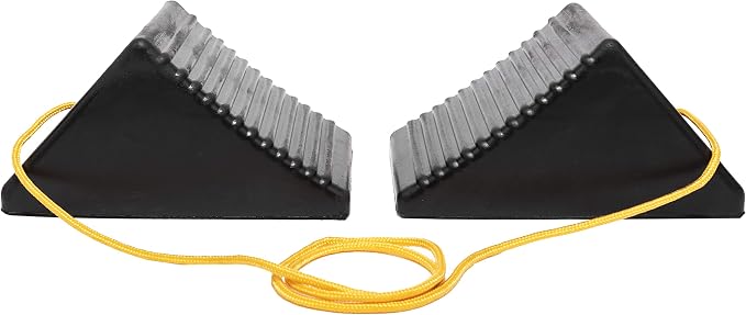 MaxxHaul 50012 Rubber Wheel Chock With Rope - 8" x 5" x 4" - 2 pack,