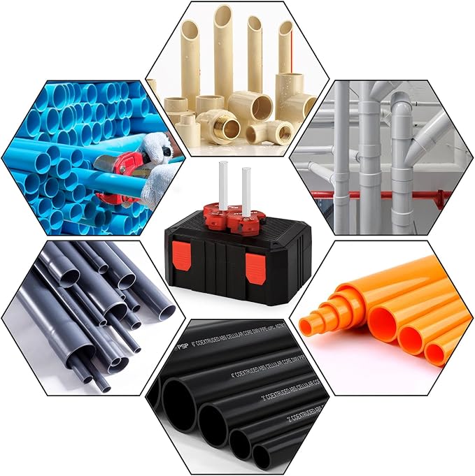 3 Blade PVC Pipe Reamer Kit 1-1/2 inch & 2 Inch,2Pcs Plastic Pipe PVC Reamer Kit Plumbing Tool Socket Saver Fitting Saver for Sch.40 CPVC ABS Socket Hub,with 3/8-Inch Hex Shaft,Fit Standard 1/2" Drill