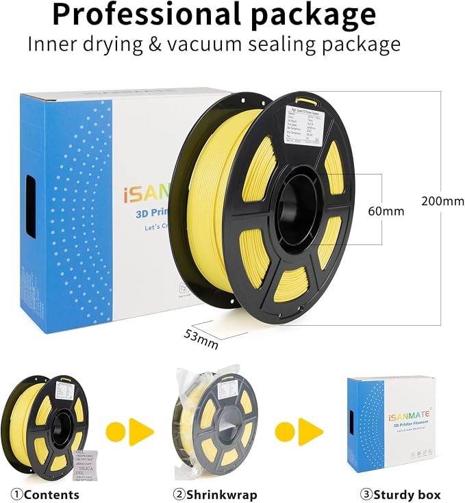 iSANMATE Rapid PLA Plus Filament 1.75mm, Yellow 3D Printer Filament, Fast Printing Speed PLA, Dimensional Accuracy ±0.02mm, 1kg/Spool